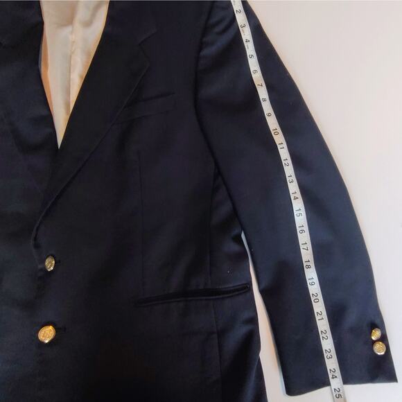 Mappelli‎ de Milano Men's 43 R Black Wool Blazer Gold Buttons - Picture 3 of 11